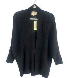 NEW Ambiance Open Cardigan Sweater Women Large Black Brown Dolman Sleeves